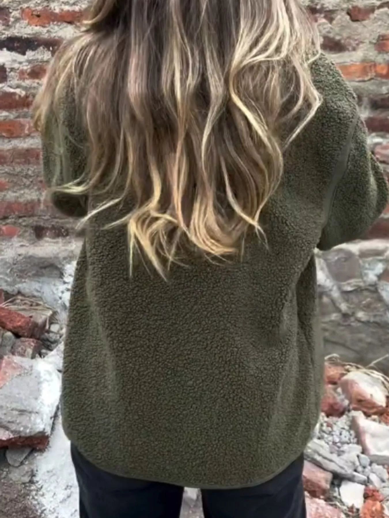 Full Size Button Up Long Sleeve Fleece Jacket Plus Size 
