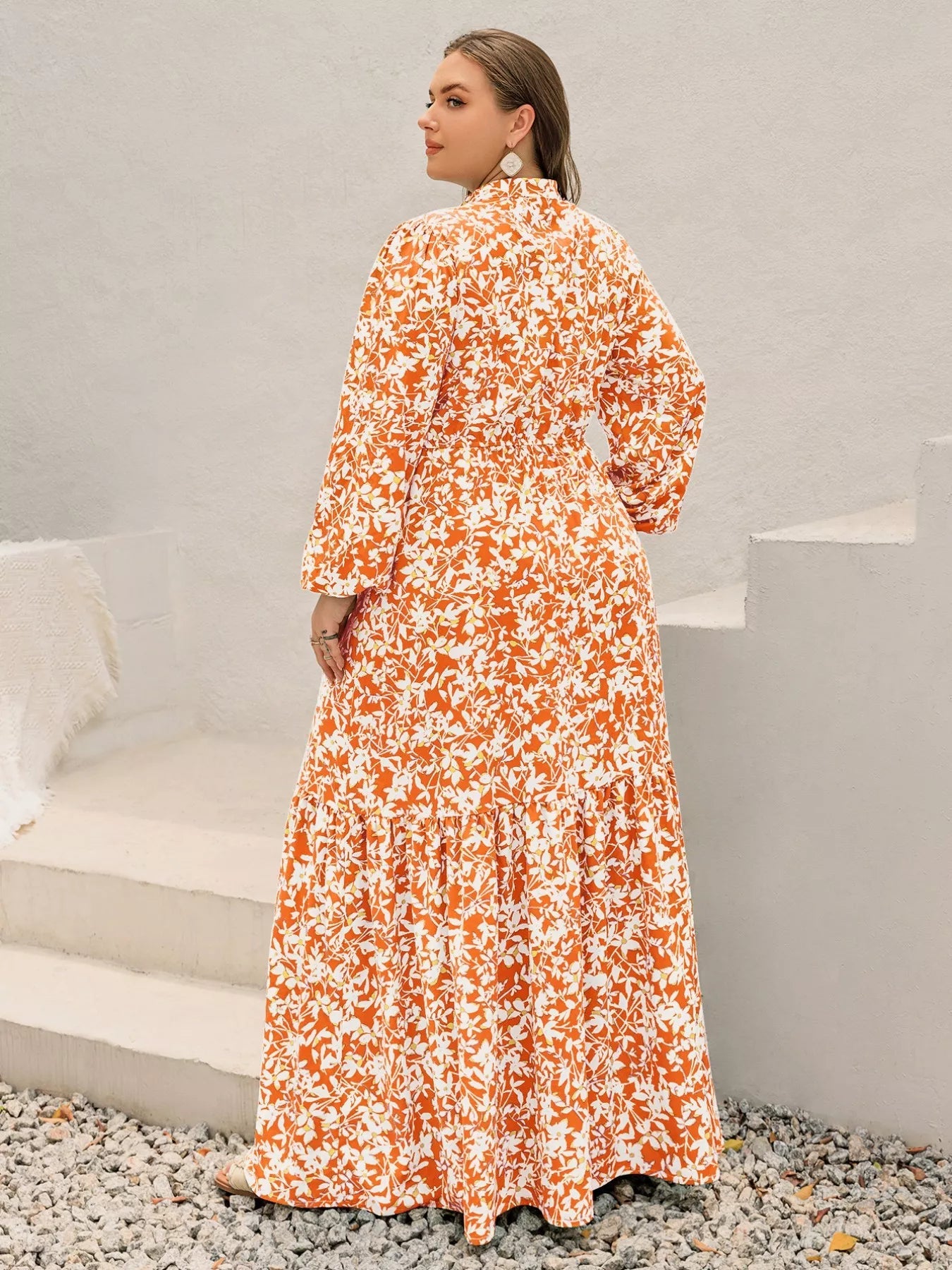 Plus Size Boho Floral Print Maxi Dress 