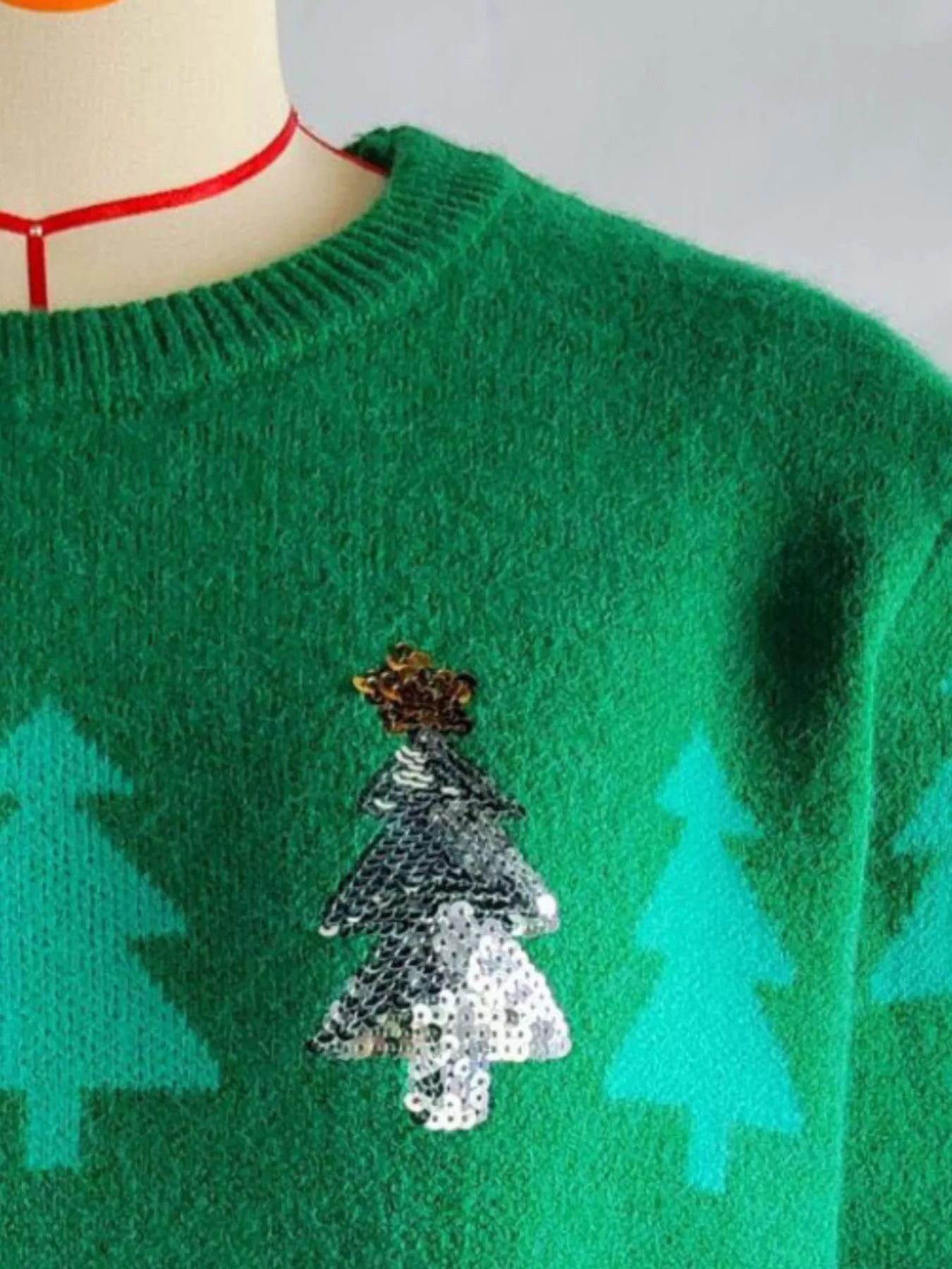 Christmas Tree Pattern Long Sleeve Sweater 