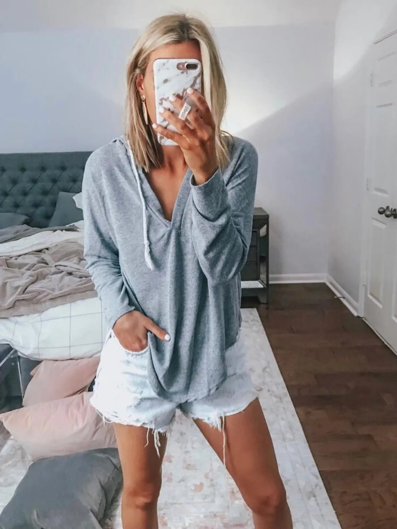 Full Size Drawstring Long Sleeve Hoodie Plus Size 