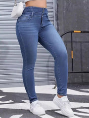 High-Waisted Slim Fit Fleece-Lined Jeans 