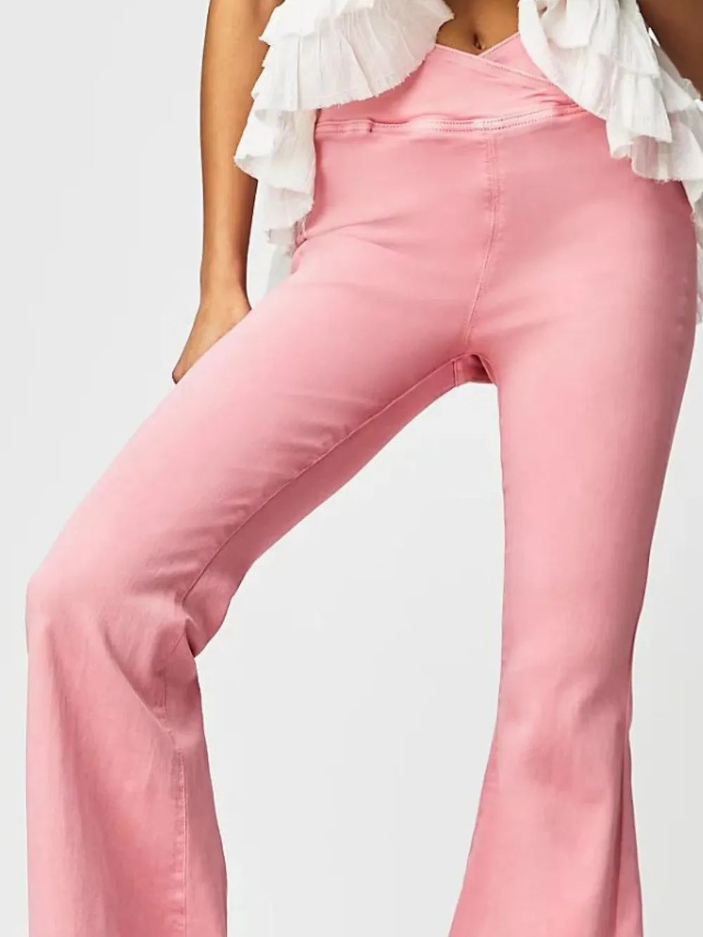 Asymmetric Waist Flare Jeans 