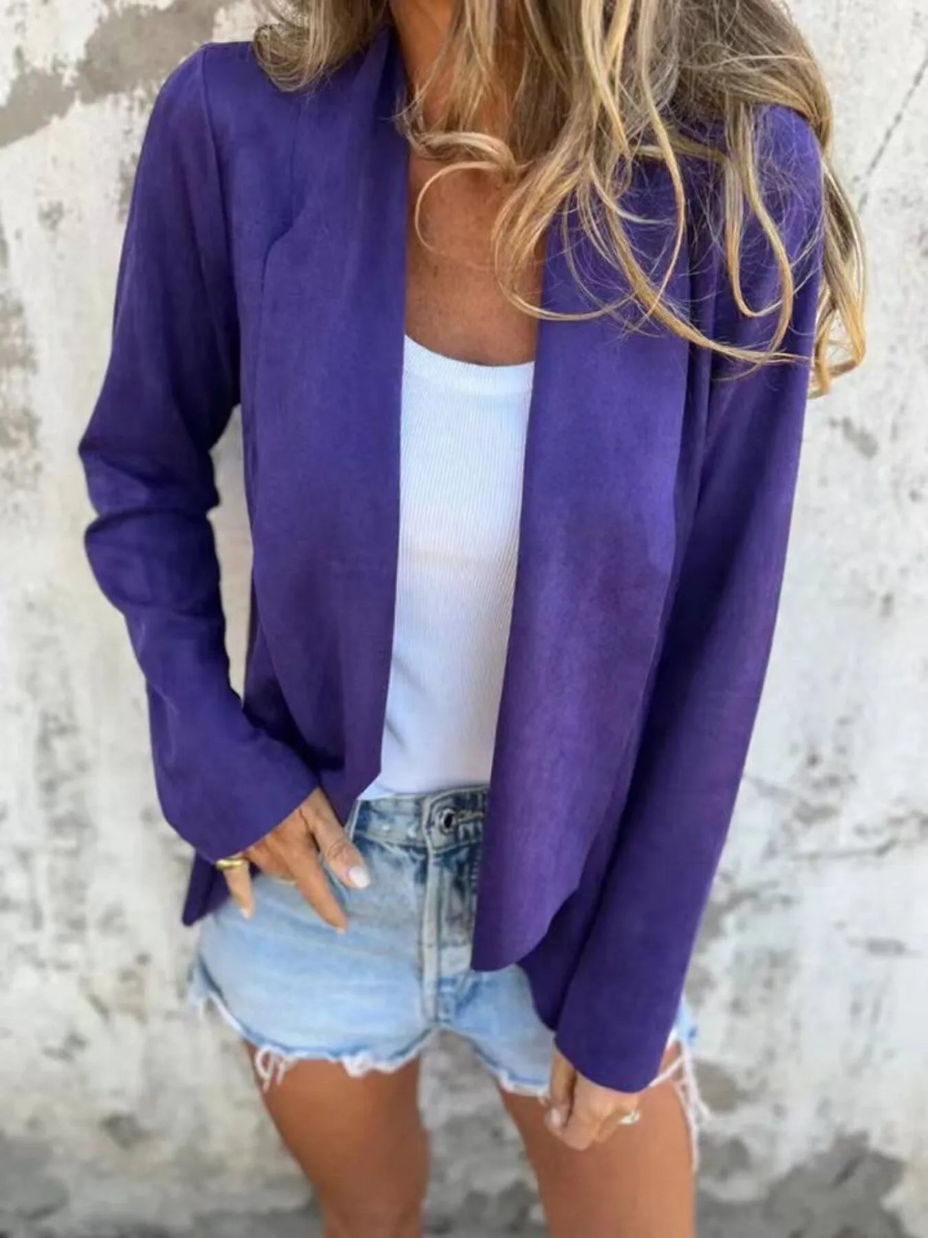 Full Size Open Front Casual Cardigan Plus Size 