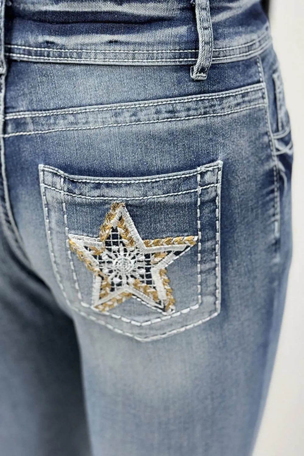 Star Embroidered Bootcut Jeans 