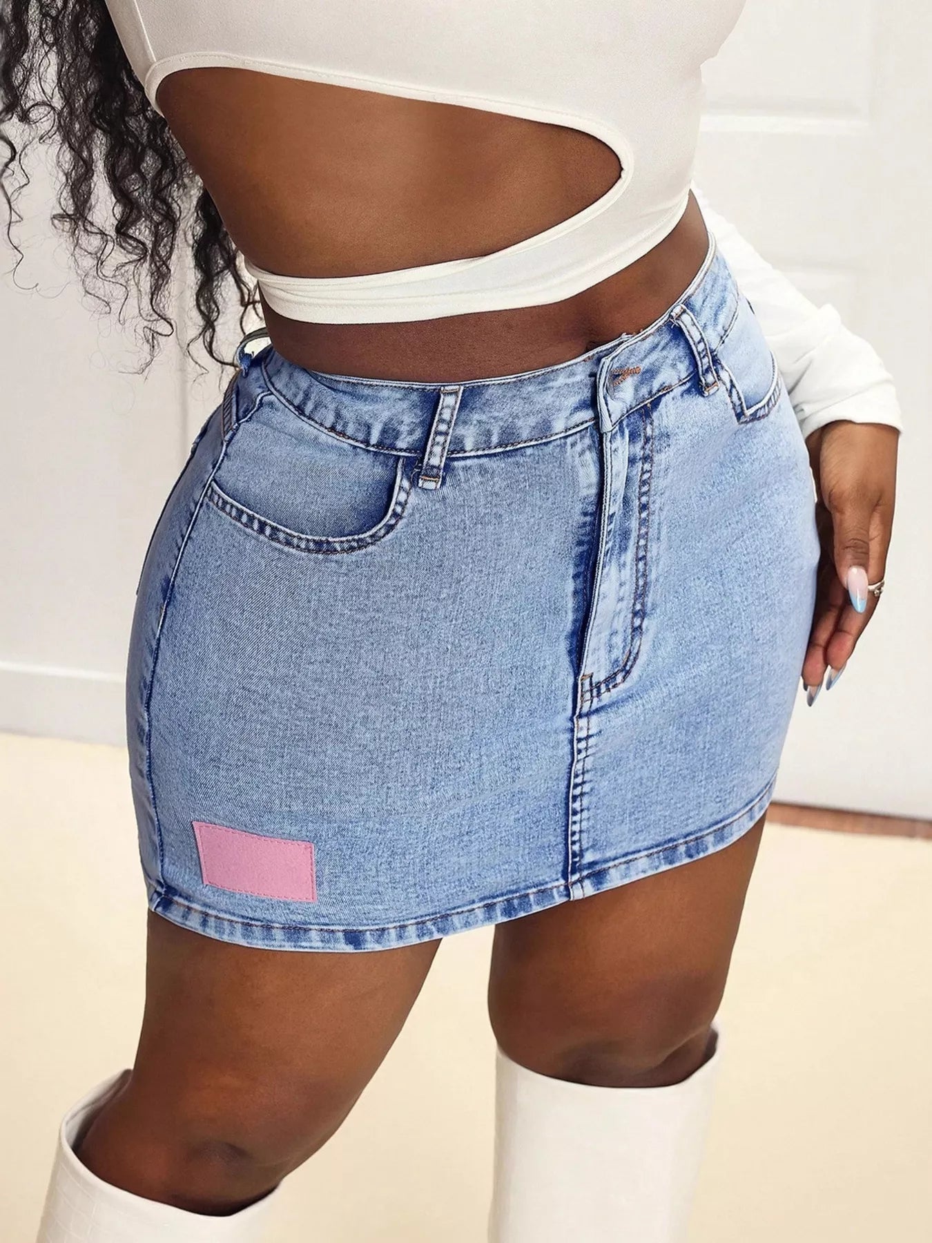 High Waist Mini Denim Skirt 