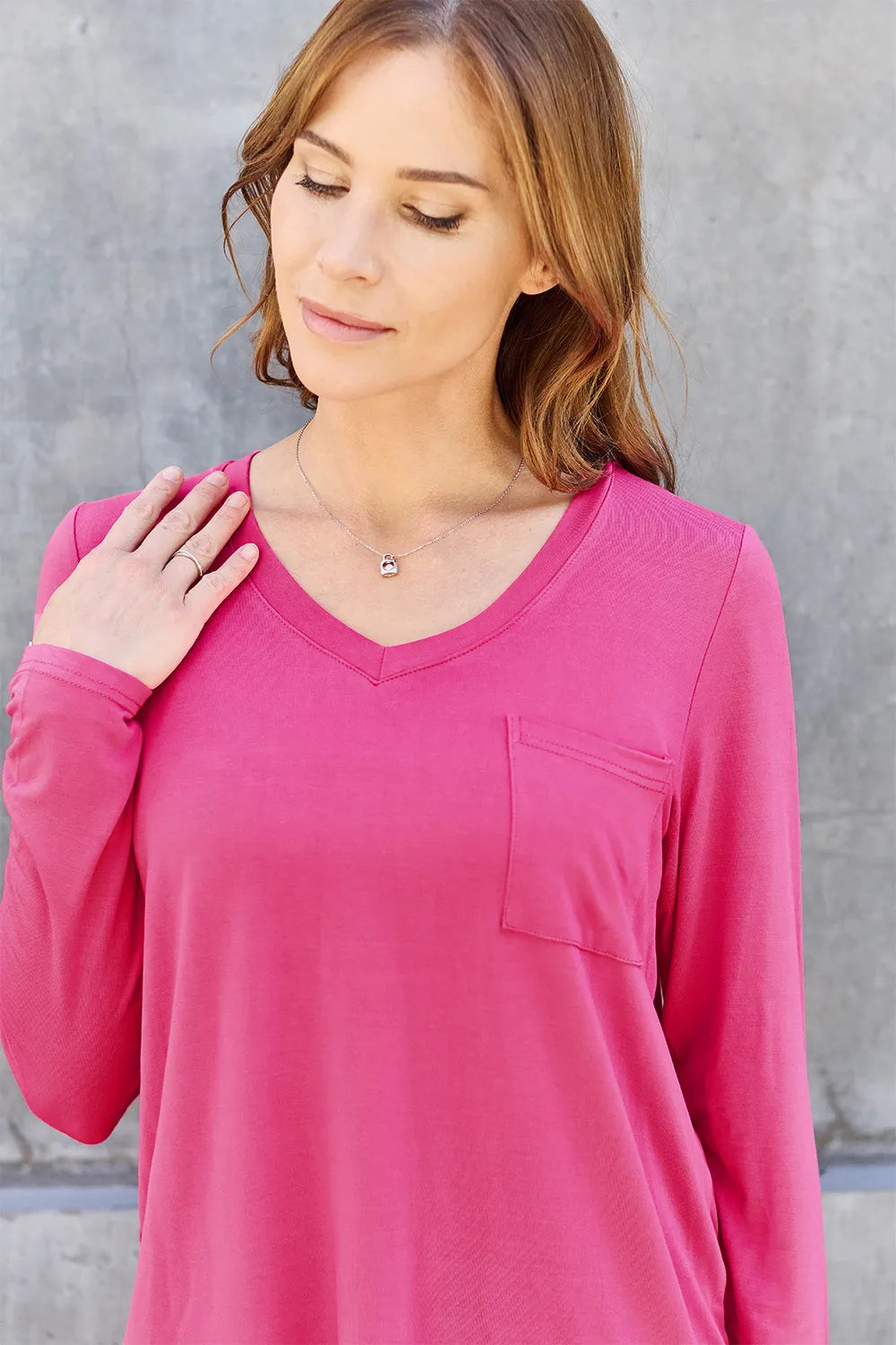 Basic Bae Full Size V-Neck Long Sleeve Top 