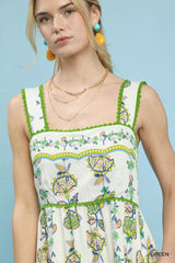 Umgee Floral Print Tiered Midi Dress 