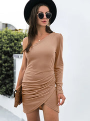 One Shoulder Ruched Bodycon Dress 