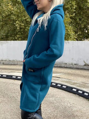 Full Size Asymmetrical Zip-Up Hooded Fleece Outerwear Plus Size 