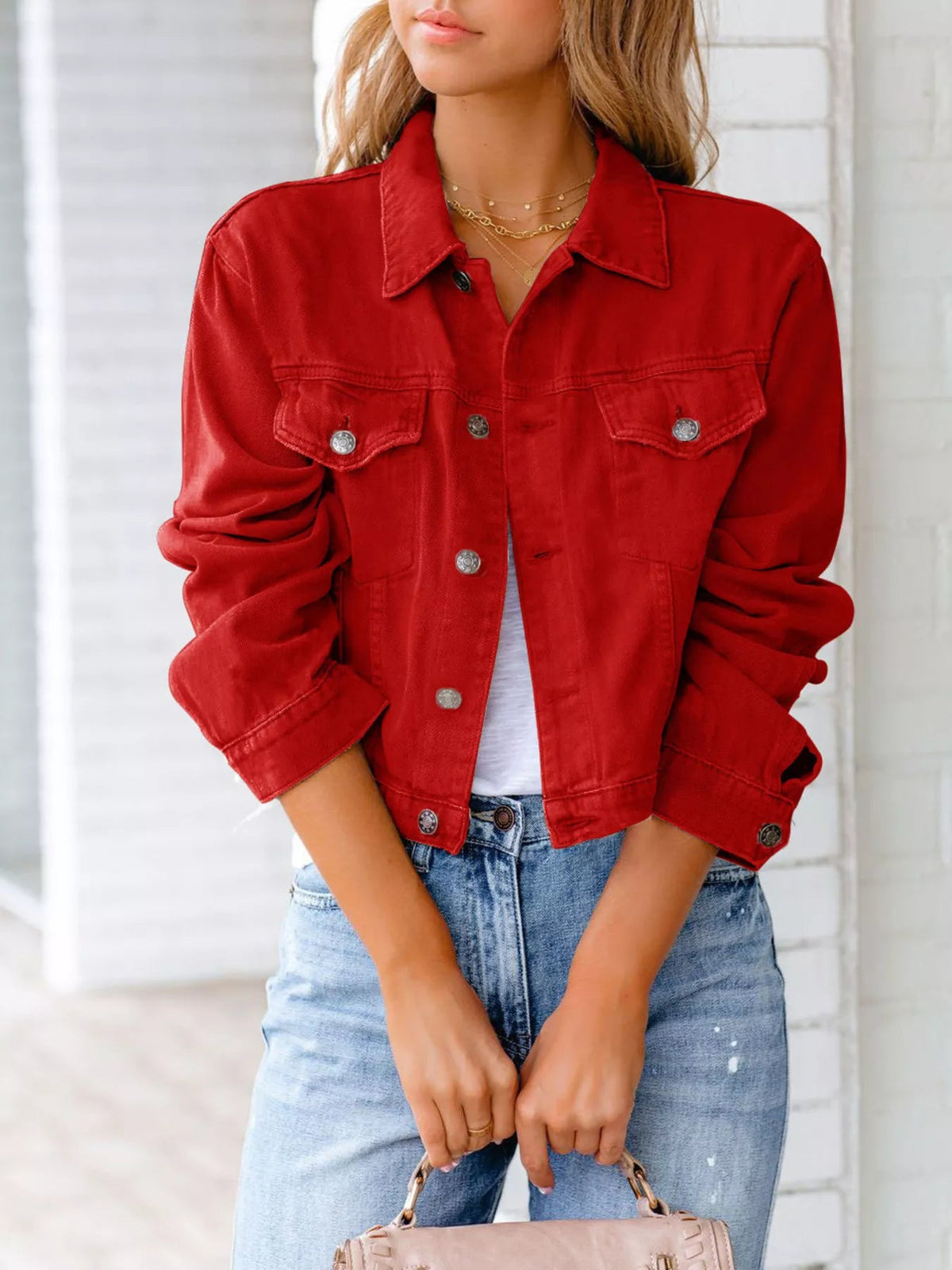 Button Up Long Sleeve Denim Jacket 