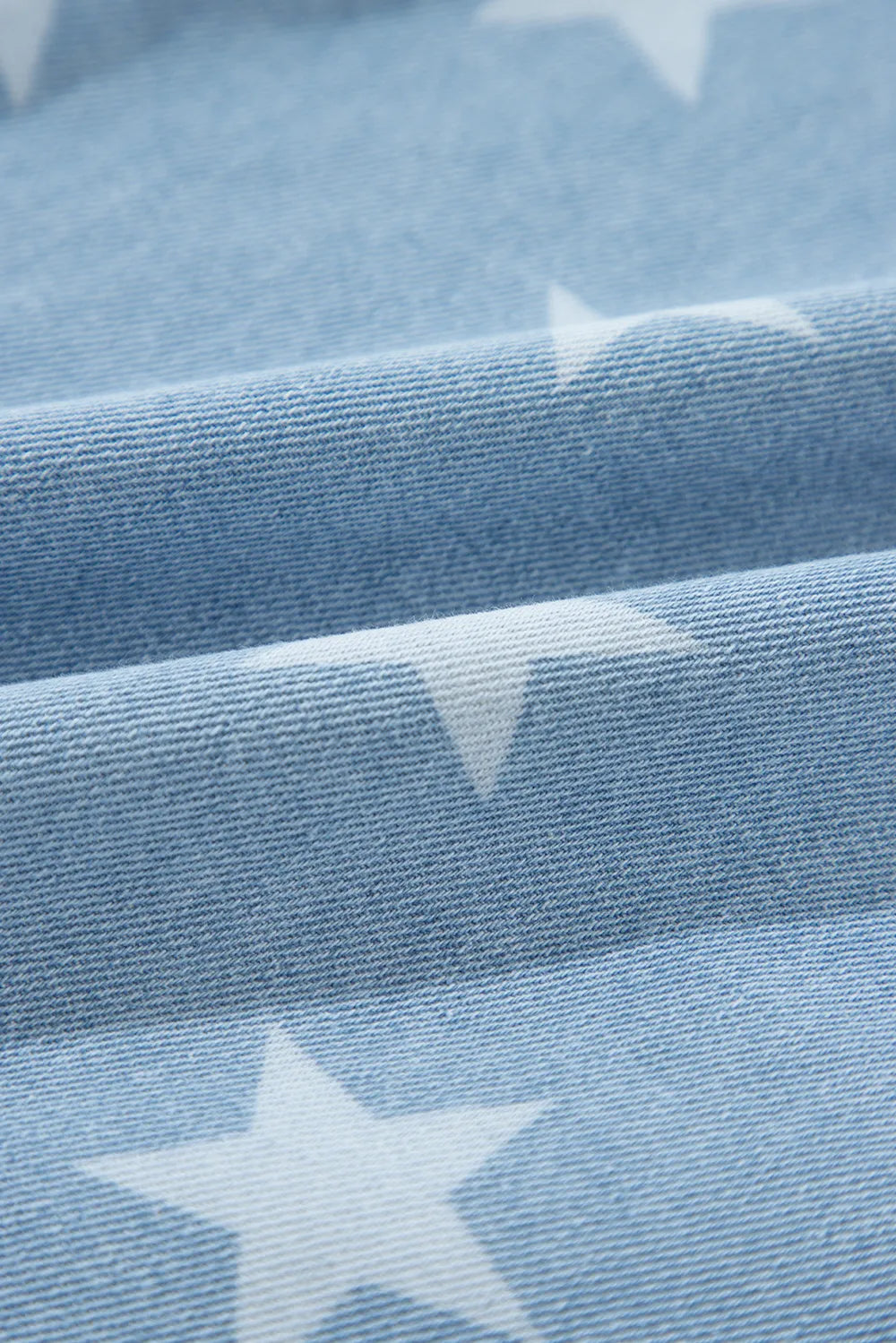 Raw Hem Star Collared Neck Denim Top 