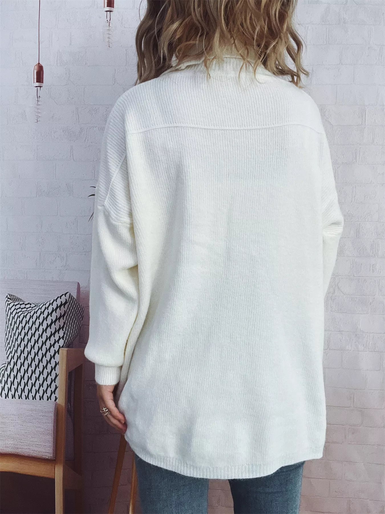 Slit Turtleneck Long Sleeve Sweater 