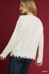 Umgee Distressed American Flag Sweater 