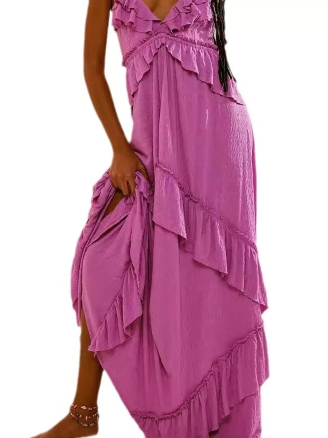 Ruffled Halter Neck Maxi Dress 