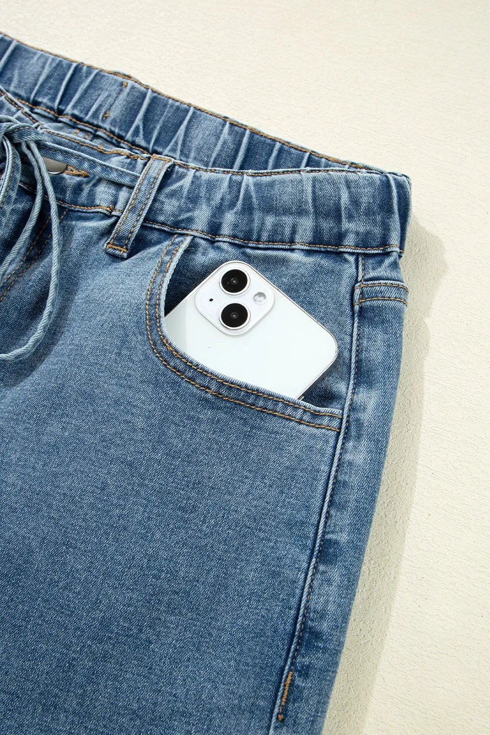 Medium Wash Super Wide Leg Denim Pants 