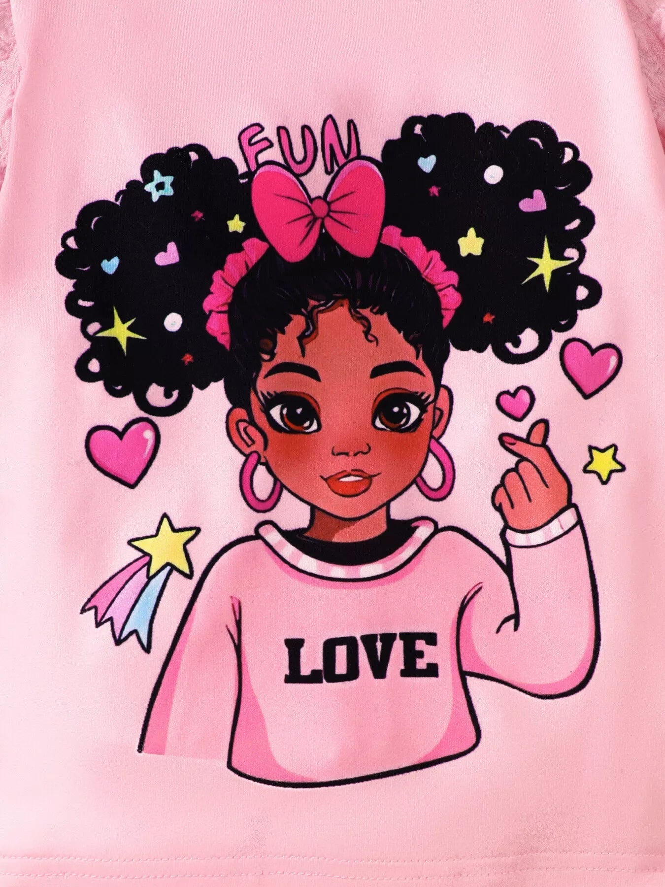 Children's Graphic Long Sleeve Top & Flare Jeans Set 