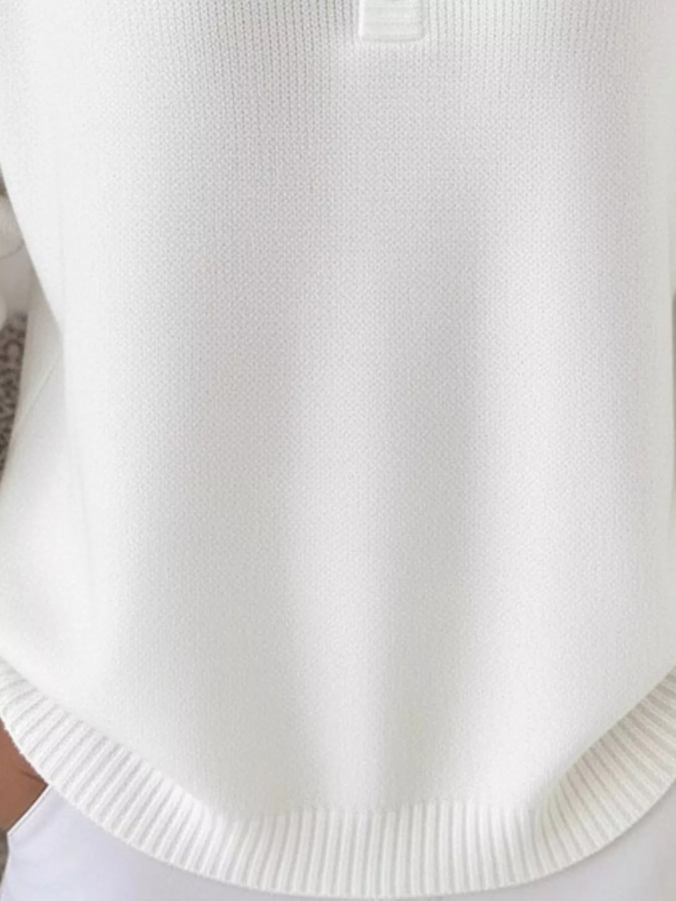 Full Size Half Button Long Sleeve Knit Top Plus Size 