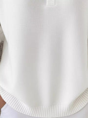 Full Size Half Button Long Sleeve Knit Top Plus Size 