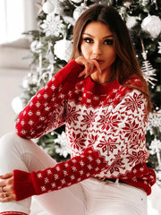 Snowflake Pattern Long Sleeve Sweater 