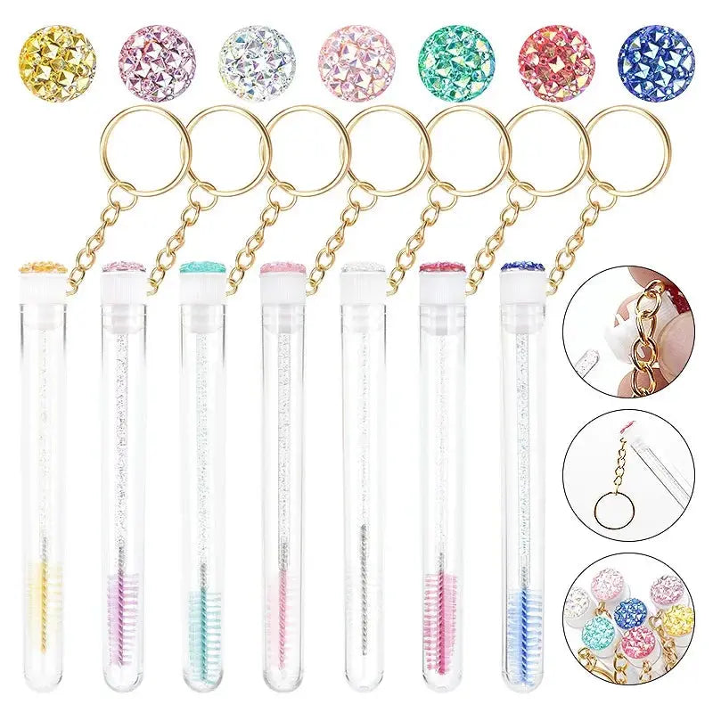 10-Pack Mascara Wand Brushes with Keychain Tube Case - Nylon Lash & Brow Applicators dylinoshop