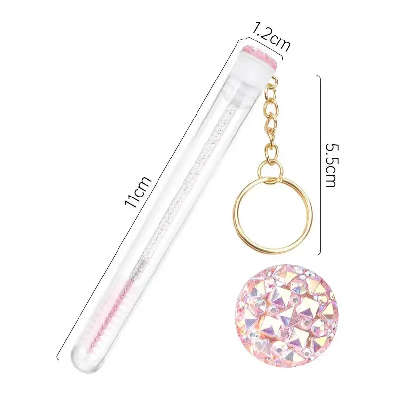 10-Pack Mascara Wand Brushes with Keychain Tube Case - Nylon Lash & Brow Applicators dylinoshop