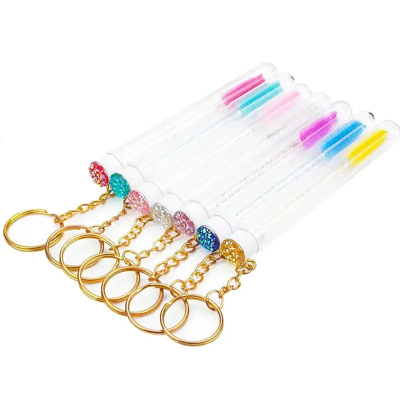 10-Pack Mascara Wand Brushes with Keychain Tube Case - Nylon Lash & Brow Applicators dylinoshop