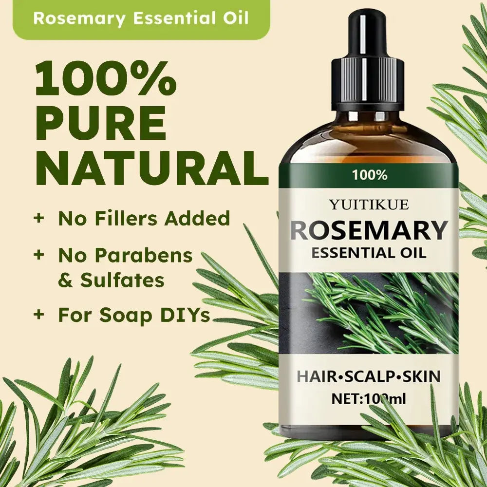 100% Pure Rosemary Essential Oil for Hair, Scalp & Skin