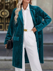 Lapel Collar Long Sleeve Longline Coat 