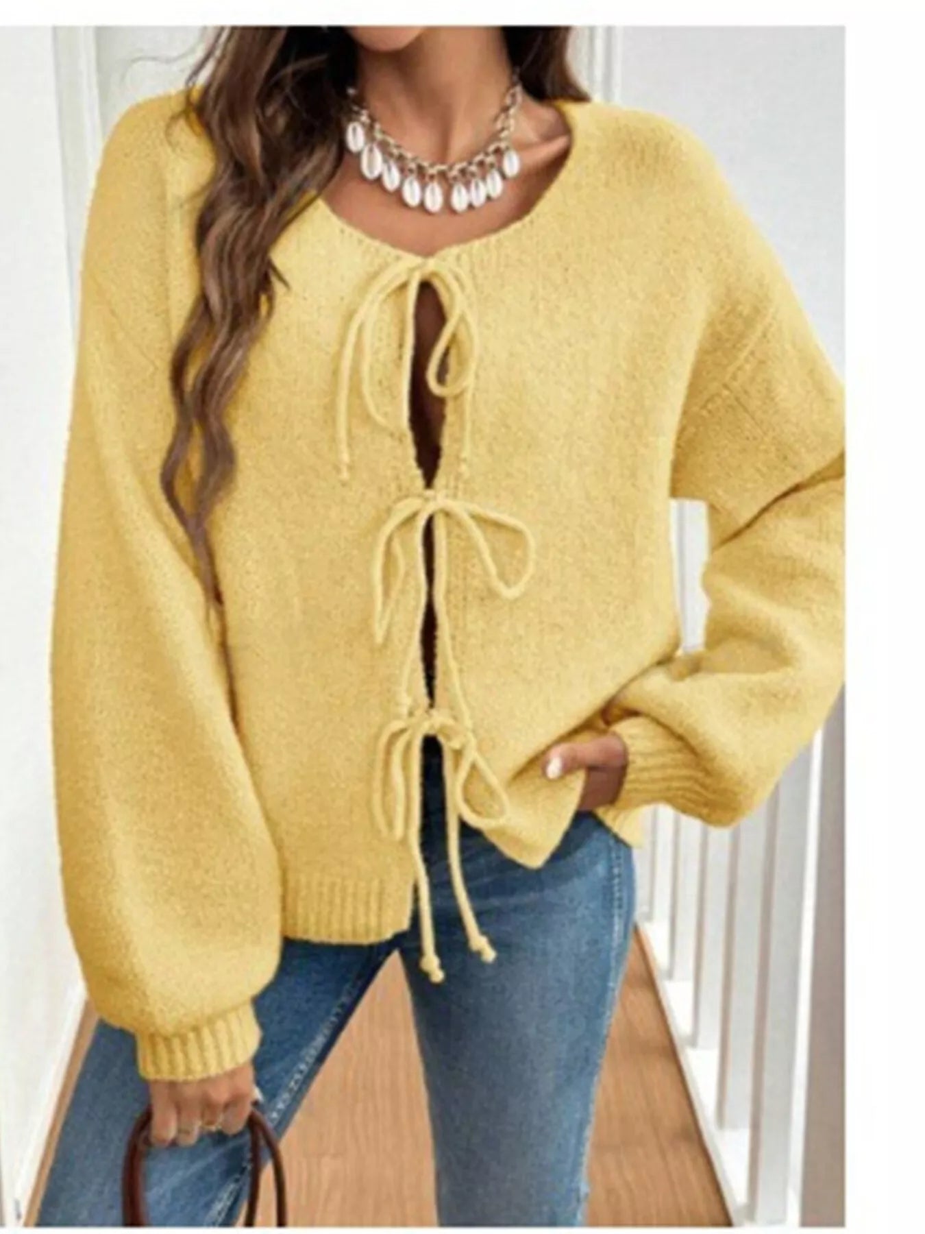 Tie-Front Long Sleeve Cardigan 