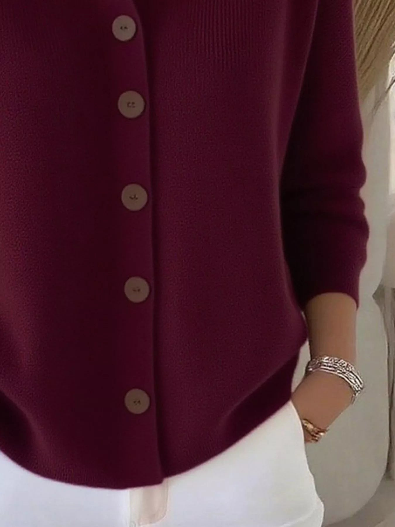Full Size Button-Down Knit Cardigan Plus Size 