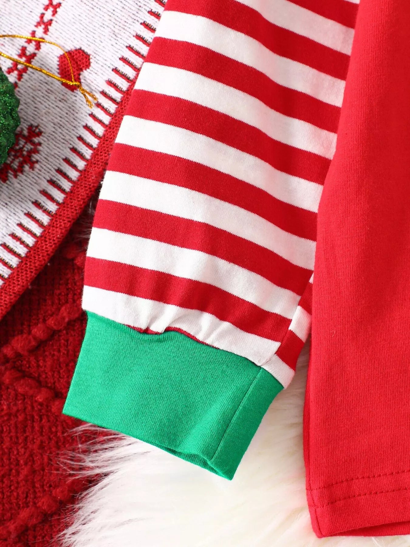 Children's Christmas Reindeer Striped Pajama Set 