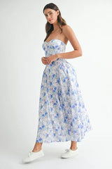 MABLE Sweetheart Neckline Floral Printed Midi Dress 