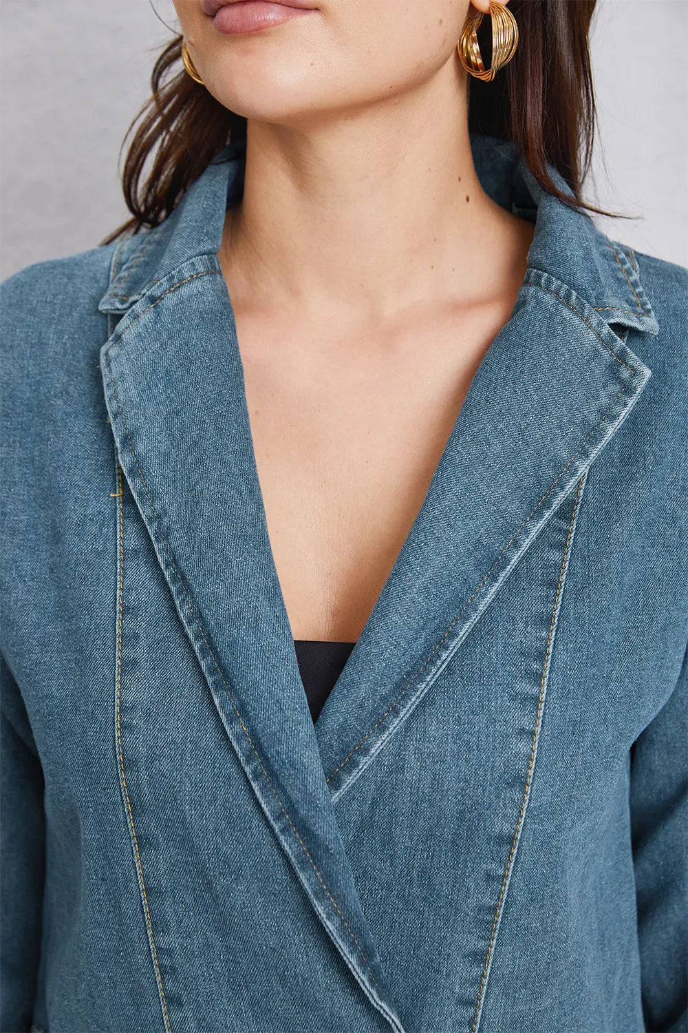 Pocketed Button Up Denim Jacket 