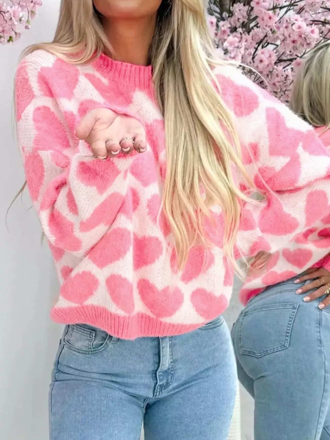 Valentine Heart Round Neck Sweater 
