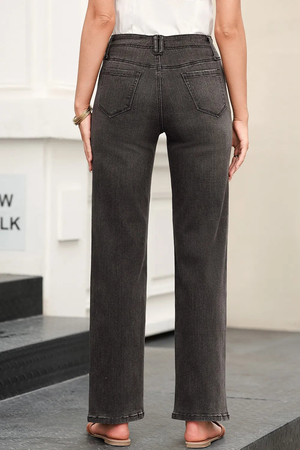 High-Waisted Wide-Leg Vintage Wash Jeans 