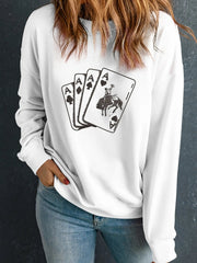 Ace Card Cowboy Graphic Long Sleeve Sweatshirt 