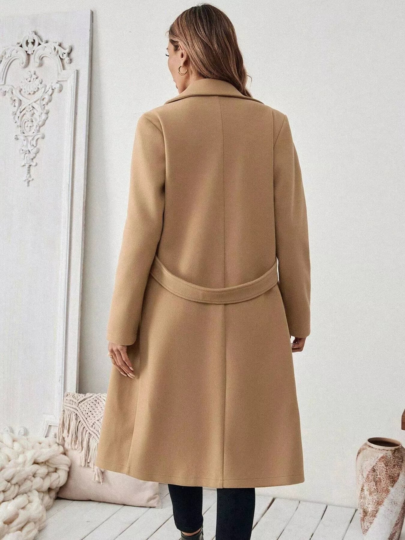 One Button Wool Blend Overcoat 