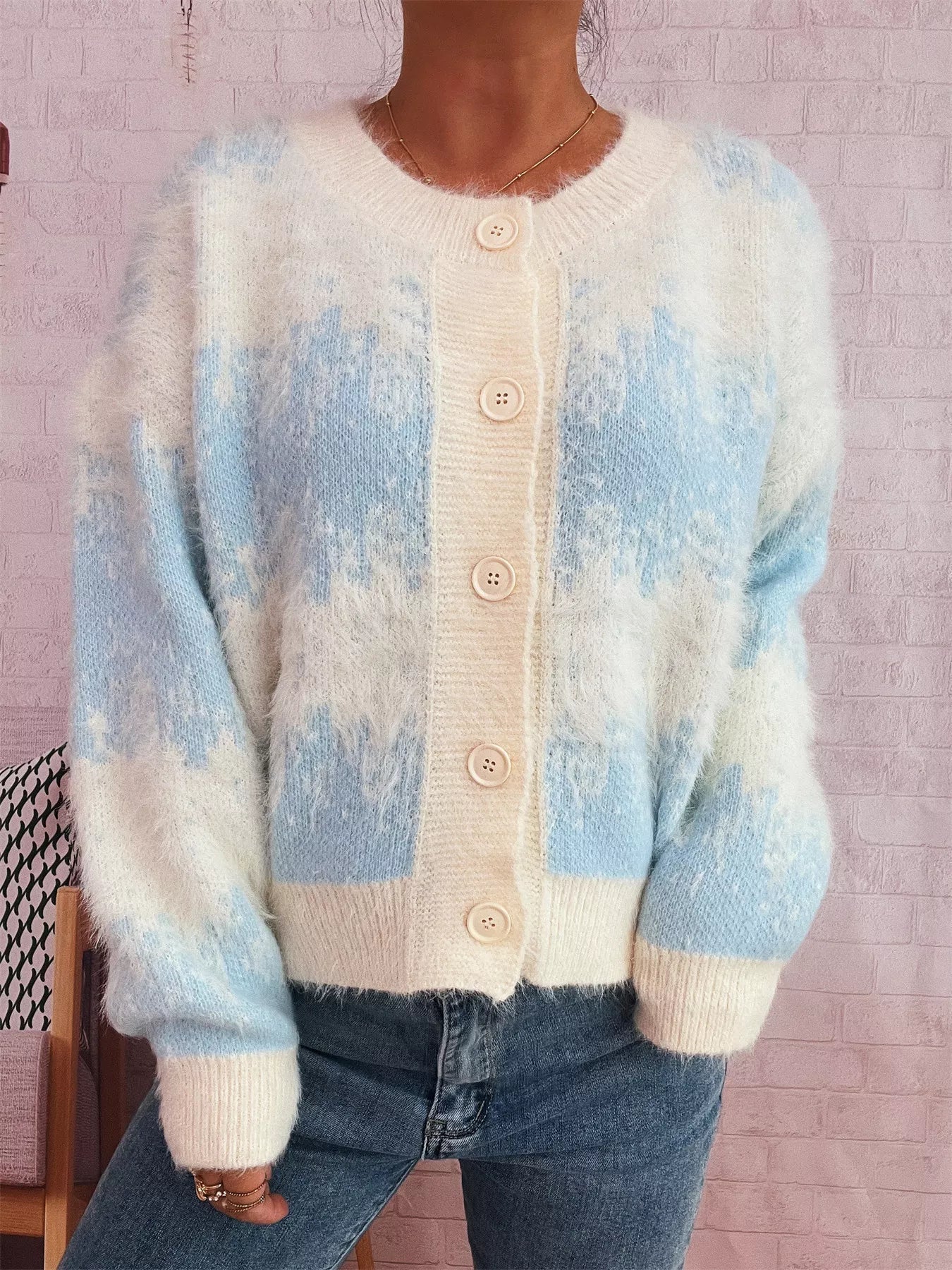 Ribbed Hem Button Up Cardigan 