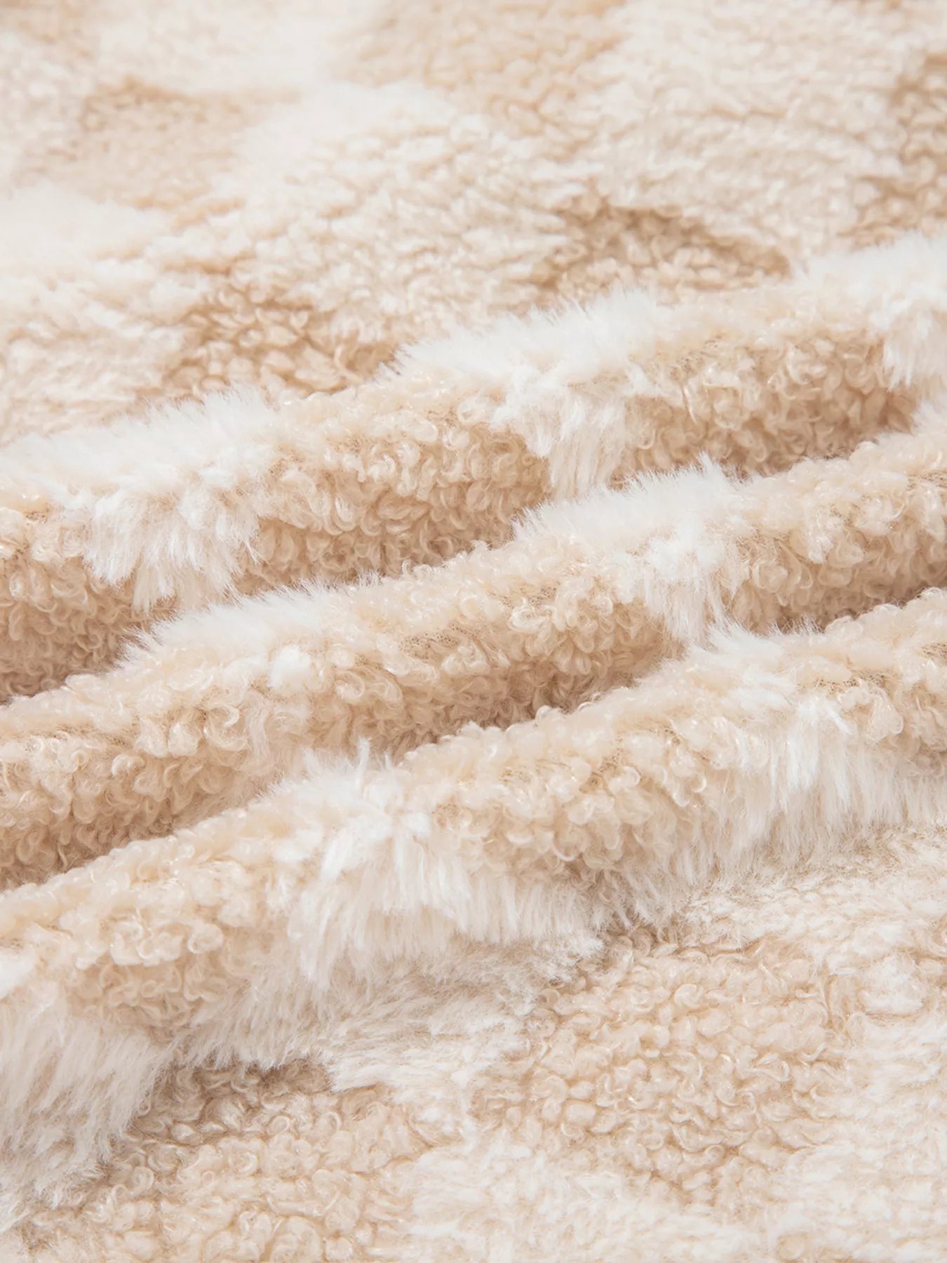 Checker Sherpa Corduroy Patchwork Zip Up Jacket 