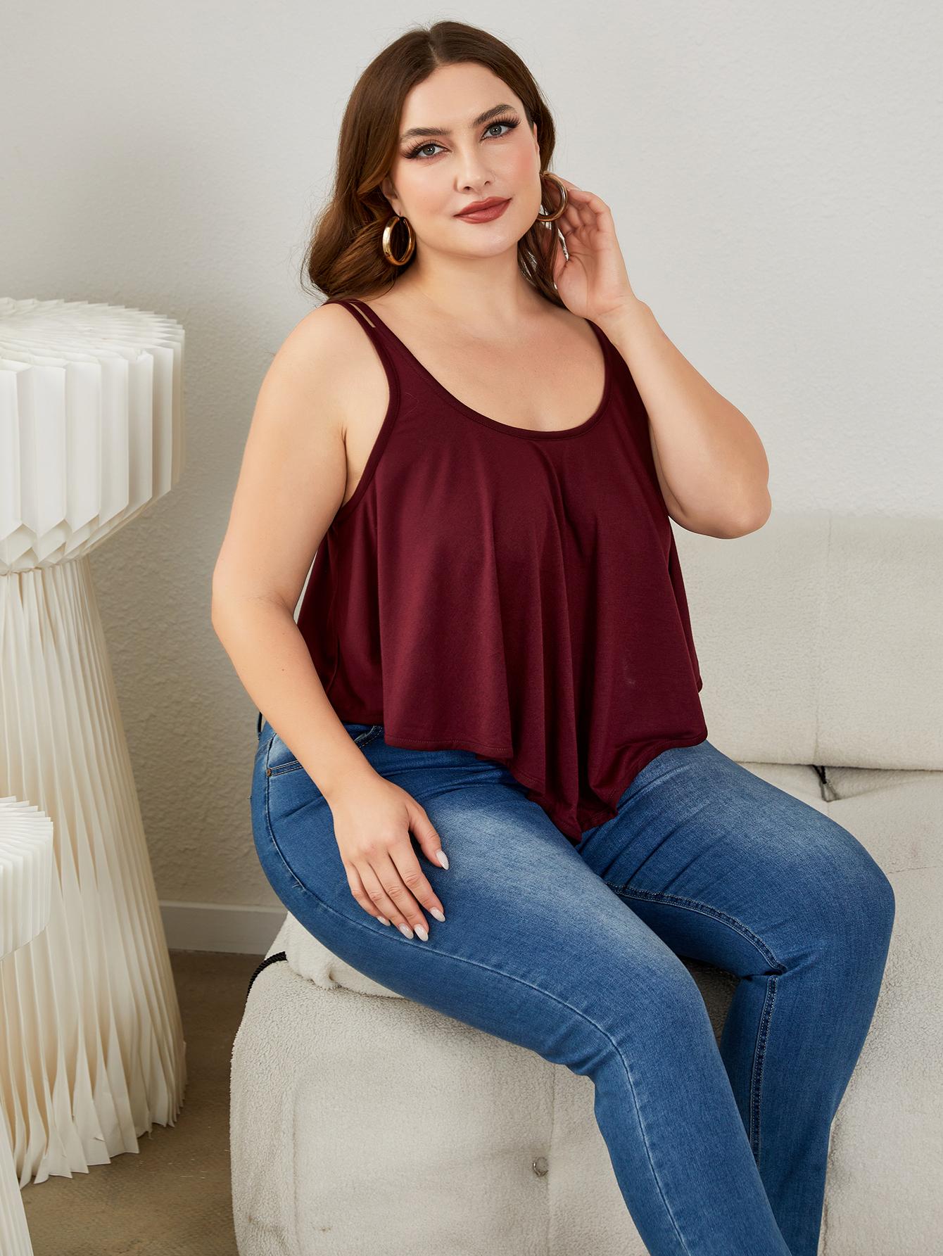 Plus Size Double-Strap Scoop Neck Cami 