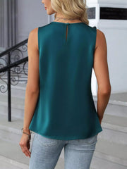 Pleated Round Neck Tank Top 