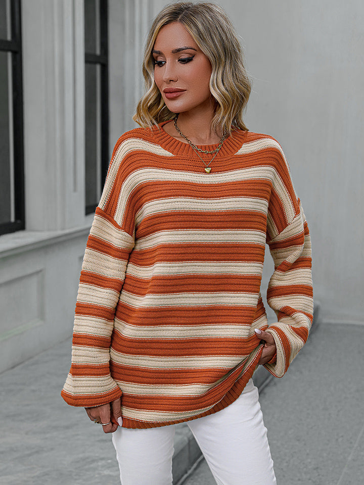 Striped Dropped Shoulder Sweater 