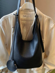 Solid Color Leather Handbag 