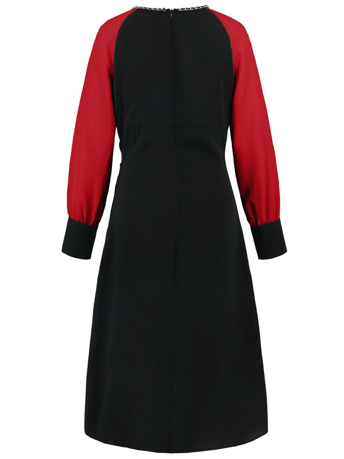 Ruched Contrast Long Sleeve Midi Dress Trendsi