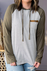 Plus Size Striped Long Sleeve Hoodie 