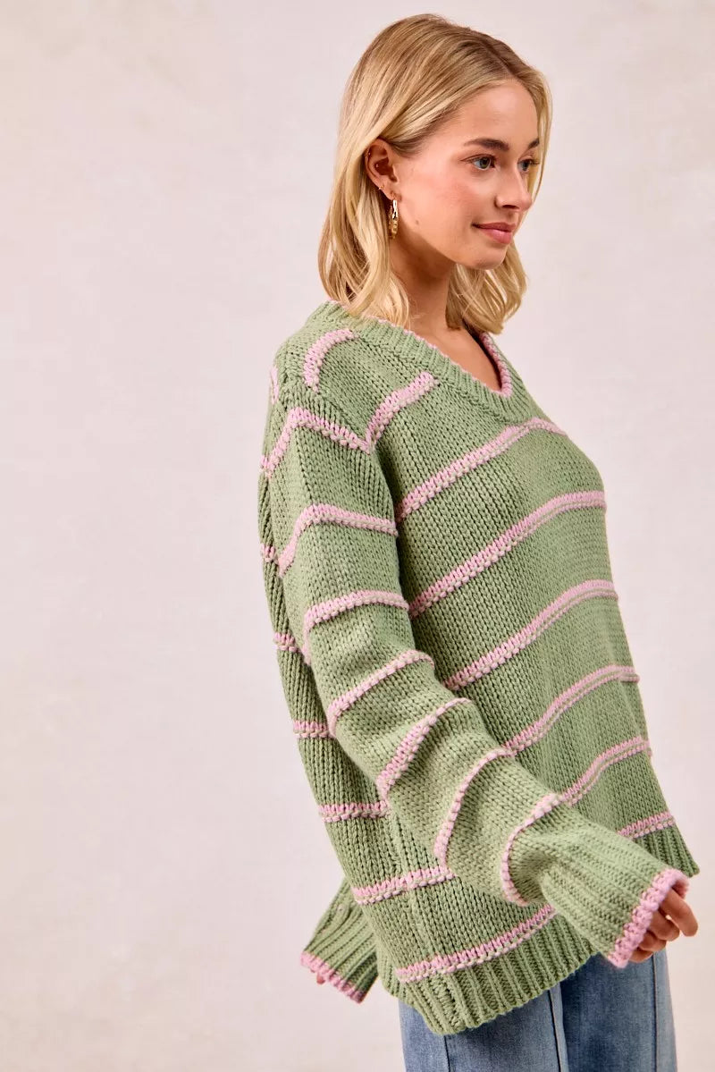 BiBi Striped Long Sleeve Sweater 