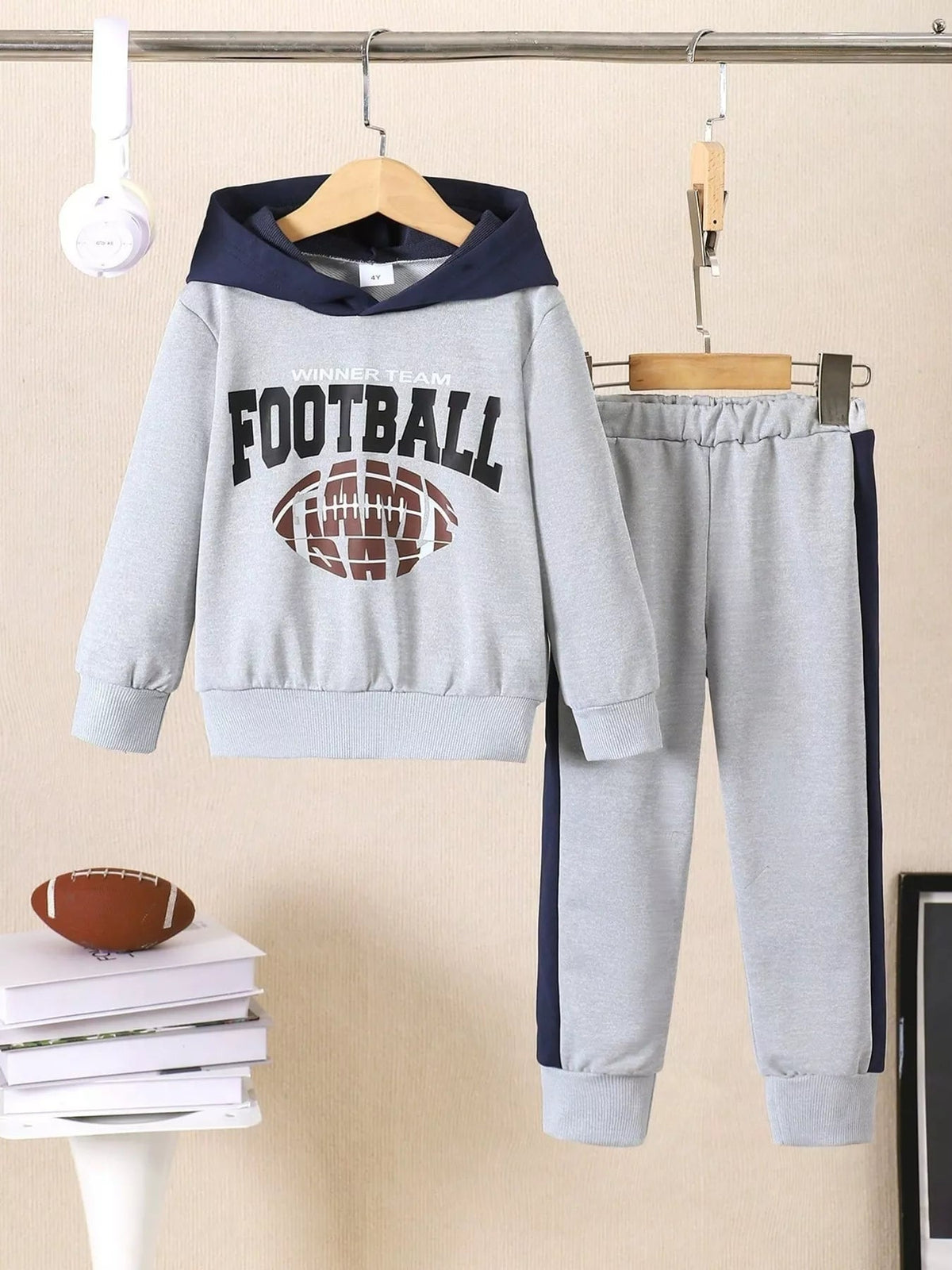 Children's Football Graphic Hoodie & Pants Set 