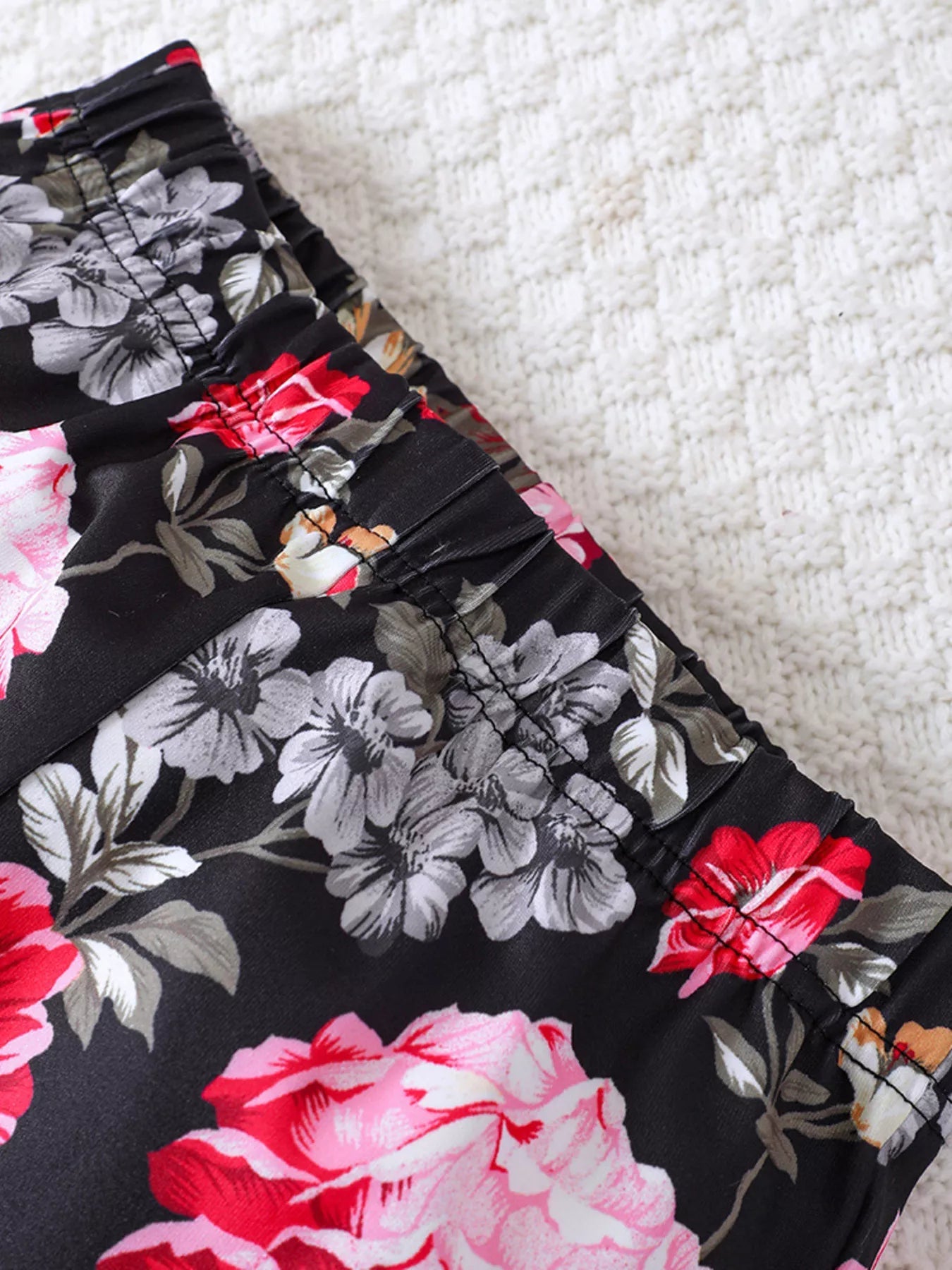 Children's Solid Top & Floral Flare Pants Set 