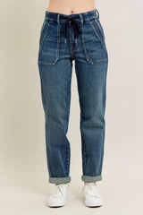 Judy Blue Full Size HW Vintage Wash Jeans w/ Drawstring Plus Size 