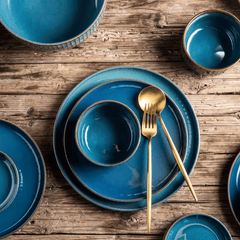 12-Piece Ceramic Dinnerware Set with Unique Hand-Stained Finish – Elegant and Durable 